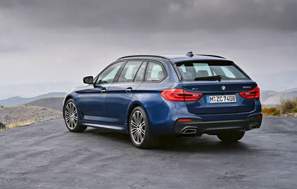 The sky, clouds, mountains, overcast, BMW, back, side view, Playground