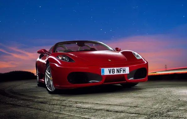 Picture F430, Ferrari, Red, Sky, Stars, Sunset, Scuderia, Spider