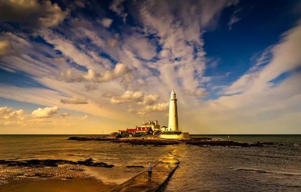 Picture sea, clouds, landscape, nature, lighthouse