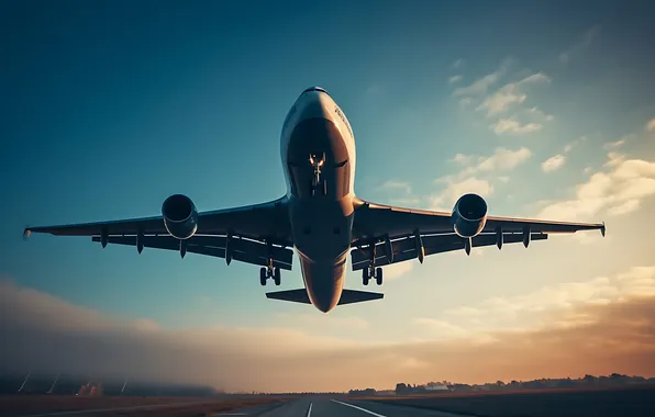 Clouds, The plane, Liner, The rise, Digital art, Runway, AI art, The Art of Artificial …
