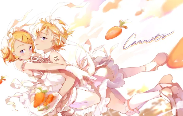 Boy, carrot, girl, Kagamine Rin, Kagamine Len, Vocaloids