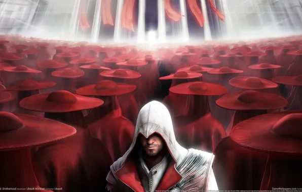 Picture red, assassins creed, brotherhood, hats, CGWallpapers