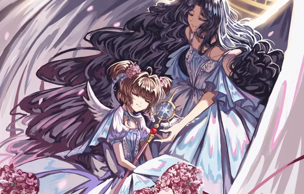 Girls, angel, anime, art, Card Captor Sakura, Sakura-collector cards