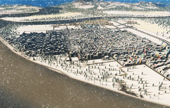 Snow, the city, industry, cities skylines