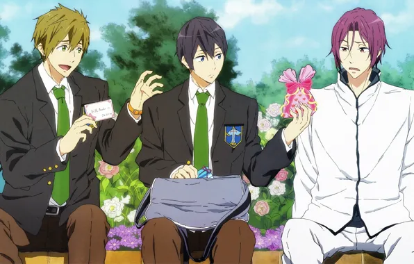 Gifts, three guys, matsuoka rin, free!, nanase haruka, tachibana makoto, freestyle