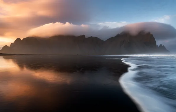 Picture sea, rocks, shore, Iceland