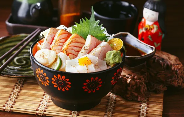 Picture fish, lime, bowl