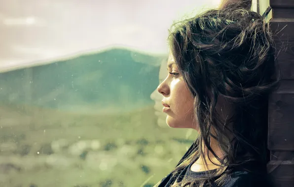 Picture glass, reflection, portrait