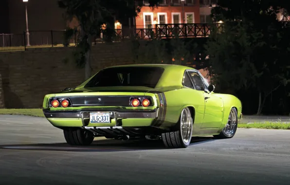 Picture Dodge, Dodge, Green, Charger, Night, 1968