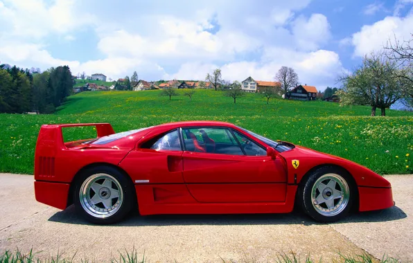 The sky, Red, Auto, The city, Town, Machine, Ferrari, Ferrari