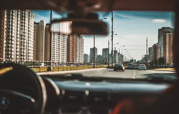 Picture road, machine, the city, view, speed, track, highway