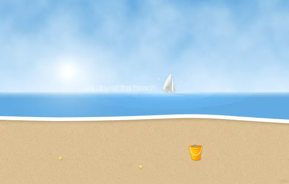 Sand, wave, beach, the sun, sailboat, one day on the beach