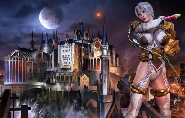 Girl, moon, Moon, game, Ivy, Sexy, Breast, Soul Calibur 4