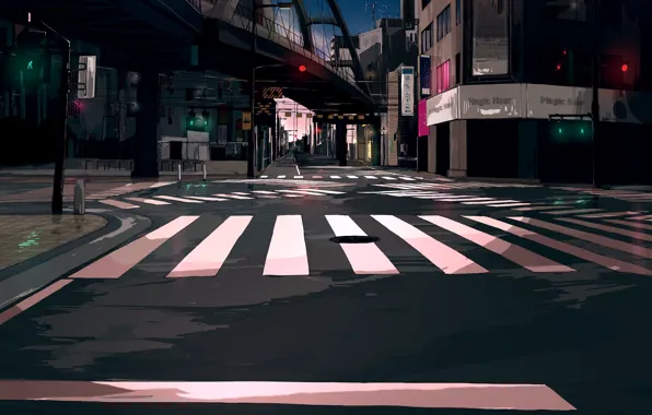 Picture road, street, the evening, traffic light, empty