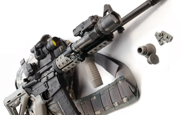 Gun, AR-15, telescopic sight, equipment
