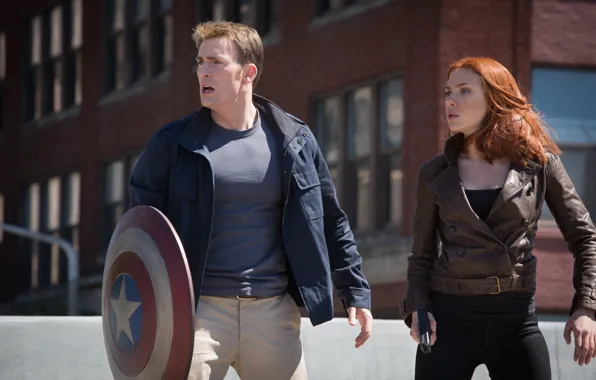 Picture Scarlett Johansson, Captain America, Natasha Romanoff, Chris Evans, Steve Rogers, The Winter Soldier