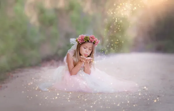 Picture road, magic, child, dress, girl