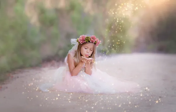 Road, children, magic, dress, girl