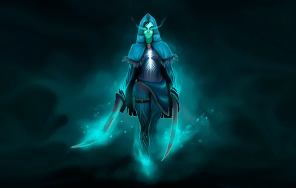 Black, Minimalism, Figure, Blue, Blue, Picture, Art, Dota2
