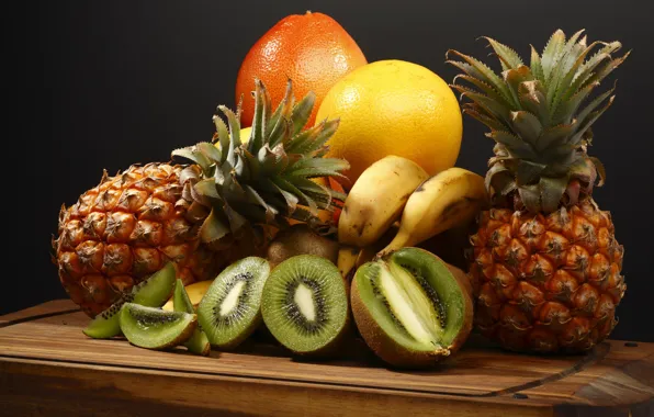 Kiwi, fruit, pineapple