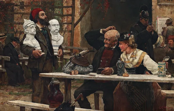 Picture 1882, Carl Gustaf Hellqvist, Swedish artist, Swedish painter, oil on canvas, Bismarck or Moltke, Carl …