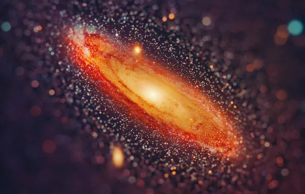 Stars, Space, bokeh, Andromeda, The Andromeda Galaxy, NGC 224, spiral galaxy type Sb, M 31