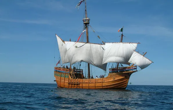 The way, ship, sailboat, sails, replica Santa Maria