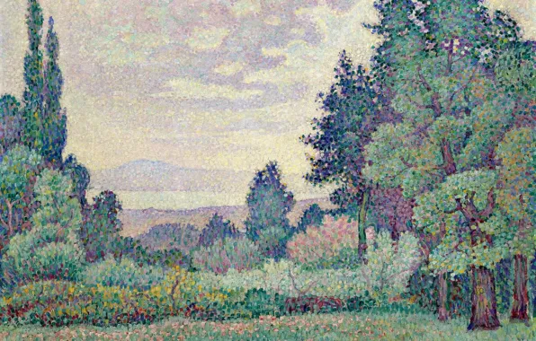 Picture, 1905, pointillism, Fauvism, Jean Metzinger, Jean Metzinger, Landscape with Two Cypresses