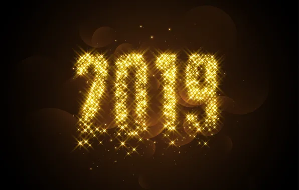 Gold, New Year, figures, golden, black background, black, background, New Year