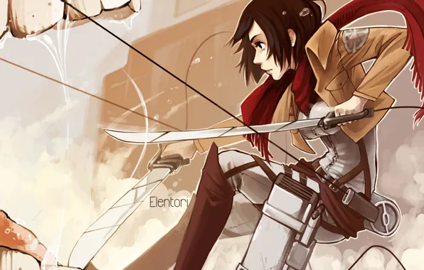 Girl, sword, warrior, mouth, shingeki no kyojin, mikasa ackerman, Attack on Titan, The Invasion Of …