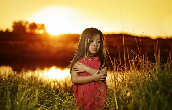 Picture sunset, mood, portrait, girl