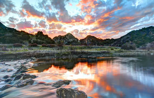 Picture landscape, sunset, HDR, Malibu