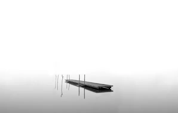 Bridge, fog, lake