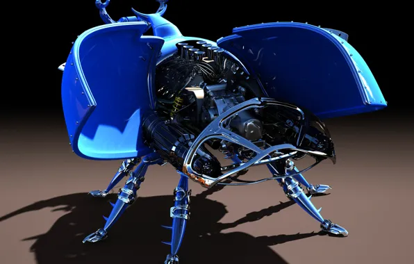 Blue, metal, color, wings, beetle, motor, 3Ds