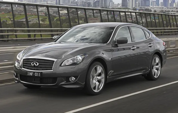 Road, the city, grey, background, Infiniti, Infiniti, sedan, the front