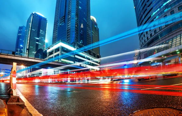 China, China, Hong Kong at night, Light trails in Shanghai, Hong Kong at night, Easy …