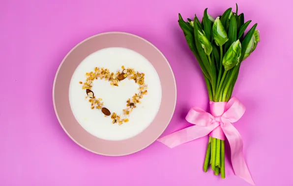 Picture flowers, heart, bouquet, milk, tape, love, buds, heart