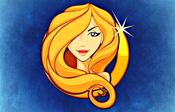 Yellow, figure, graphics, symbol, blue background, the signs of the zodiac, symbols, texture