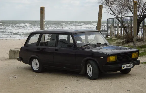 Black, river, Lada, 2104