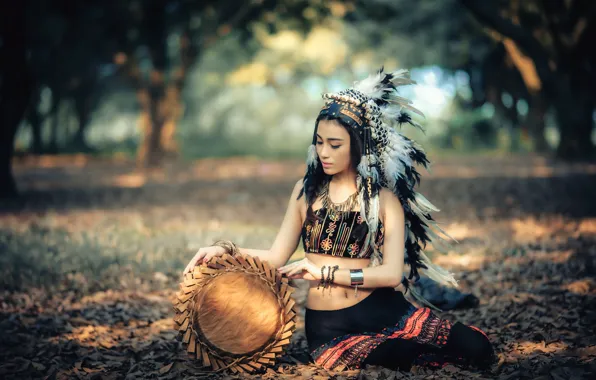 Girl, background, Asian