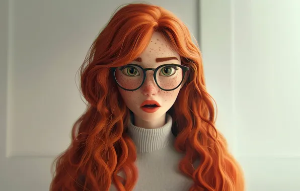 Girl, surprise, freckles, red