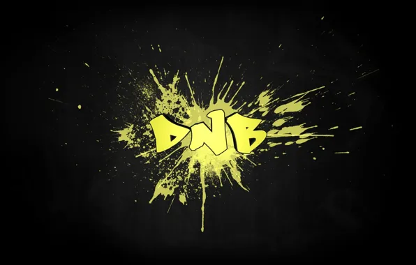 Yellow, the inscription, black, blot, DNB, Drum &amp; Bass