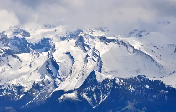 Picture the sky, clouds, snow, mountains, tops, slope