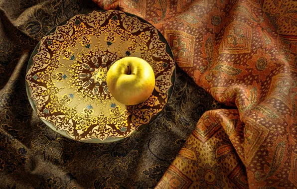 Picture plate, still life, fabric, Apple holiday hotel,