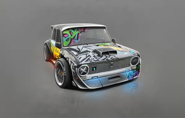 Picture car, wheels, graffiti, mini, urban