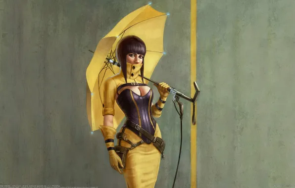 Picture girl, umbrella, Arthur Gurin