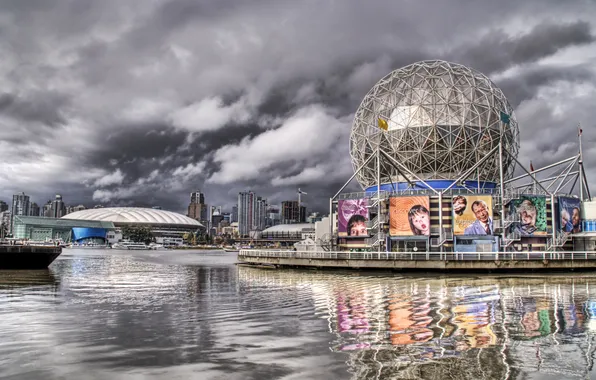 The sky, water, storm, the city, ball, advertising, posters, Canada - Vancouver