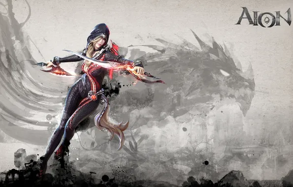 Girl, weapons, The game, art, Aion, swords