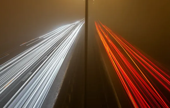 Road, night, lights