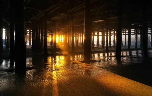 Picture USA, beach, sea, landscape, water, California, sand, sunrise